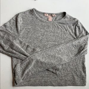 Insanely soft, gray, long-sleeve crop top, size M